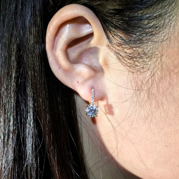 NEW 18K Rose Gold Diamond Drop Earrings - Picture 4 of 4